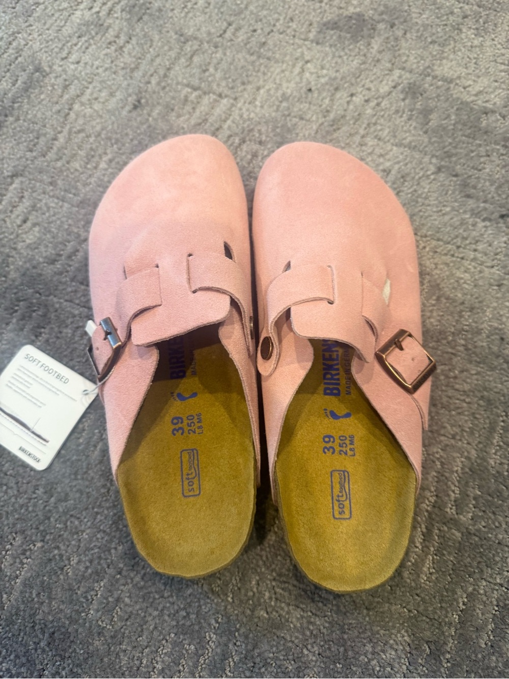 NWT Authentic Birkenstock Boston Soft Footbed Clog in Dusty Pink Suede size 39